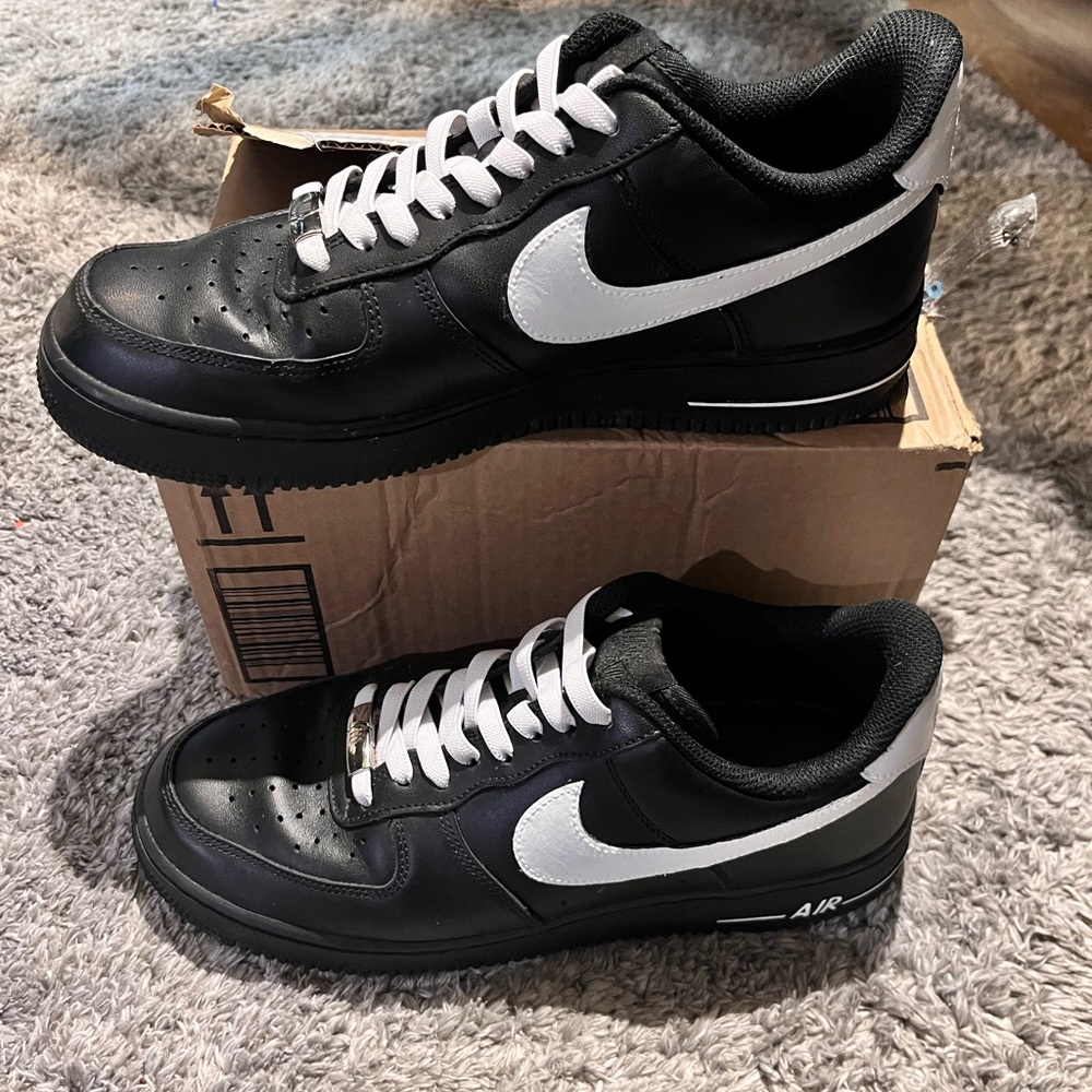 Nike Men's Classic Black and White Sneakers Customized (Black with White) - Picture 3 of 6